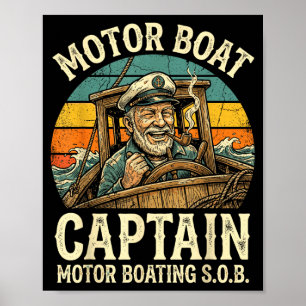 Motor boat captain poster