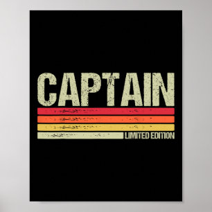 Motor Boat Captain Sail Pontoon Boating Sailor And Poster