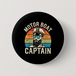 Motor Boat Captain Vintage Nautical Ocean Adventur 6 Cm Round Badge