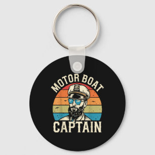 Motor Boat Captain Vintage Nautical Ocean Adventur Key Ring