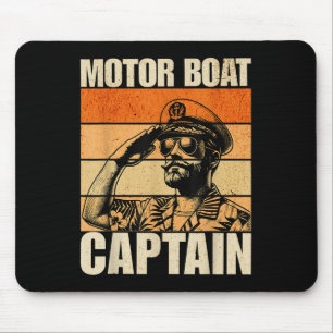 Motor Boat Captain Vintage Retro Funny Mouse Mat
