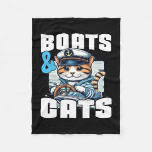 Motor boat cat captain speed boat owner motorboat fleece blanket