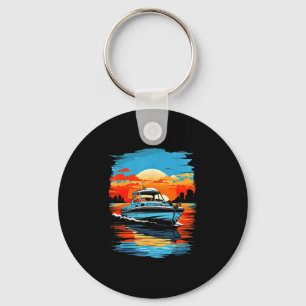 Motor boat yacht cruise summer boating  key ring