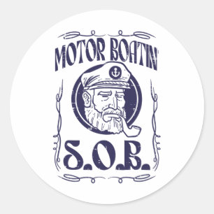 Motor Boating Sob Funny Motorboat Humour Captain O Classic Round Sticker