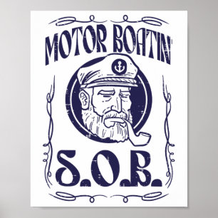 Motor Boating Sob Funny Motorboat Humour Captain O Poster