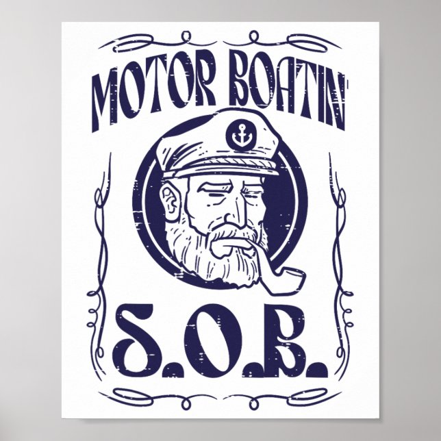 Motor Boating Sob Funny Motorboat Humour Captain O Poster (Front)