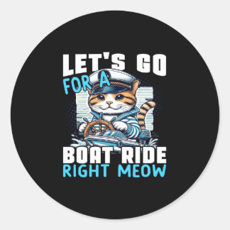 Motor boats cat captain speed boat owner cats classic round sticker