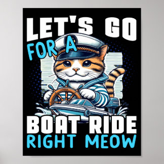 Motor boats cat captain speed boat owner cats poster