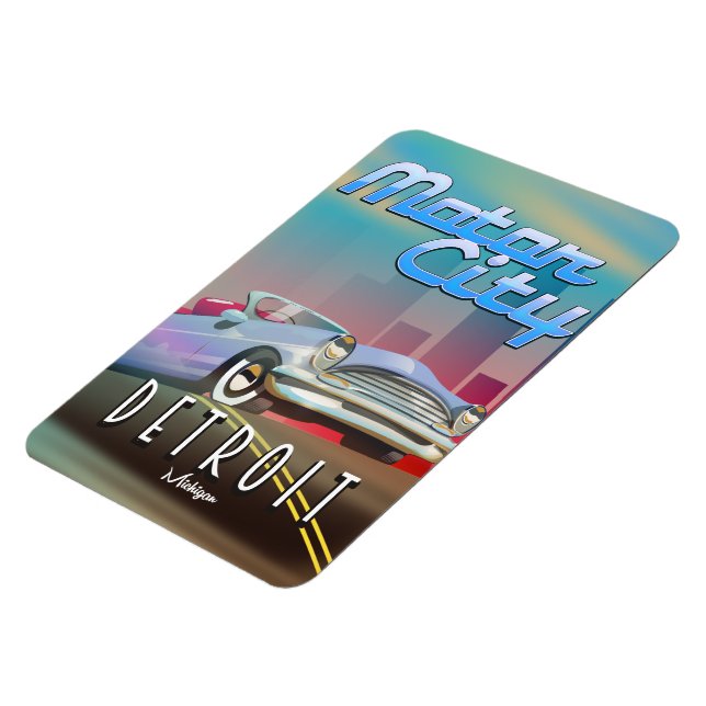 Motor City Detroit Michigan travel poster. Magnet (Left Side)