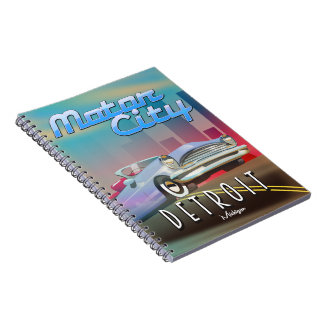 Motor City Detroit Michigan travel poster. Notebook
