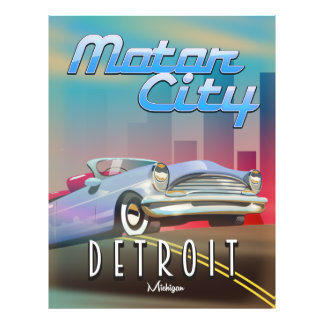 Motor City Detroit Michigan travel poster. Photo Print