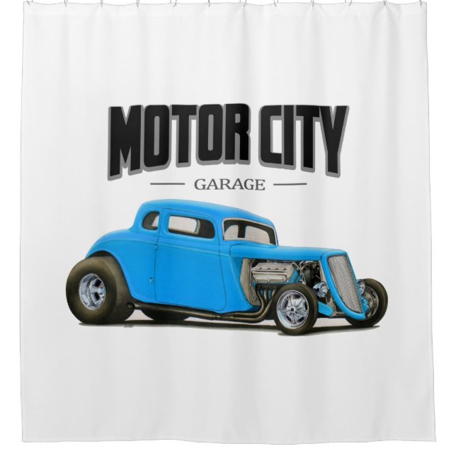 Motor City Garage Hot Rod Shower Curtain (Front)