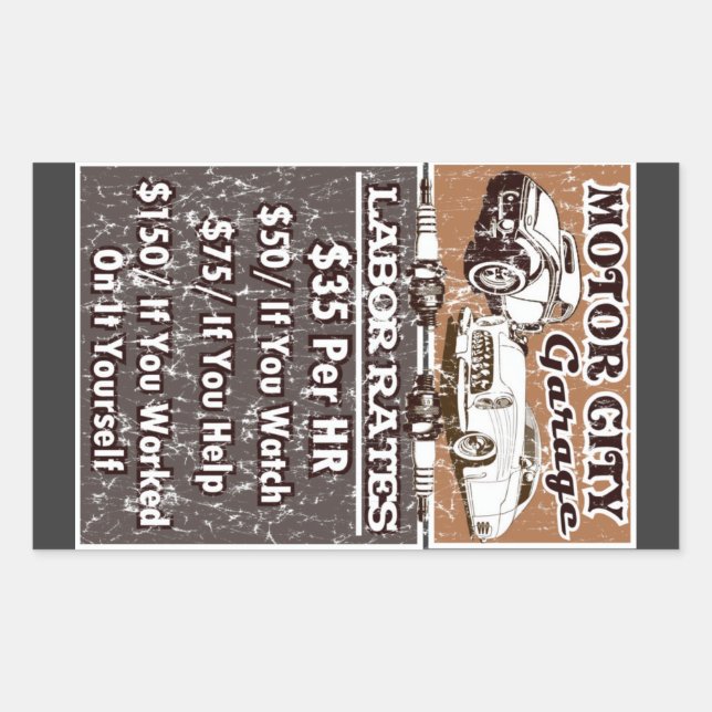 MOTOR CITY Labour Rates Toolbox Rectangular Sticker (Front)