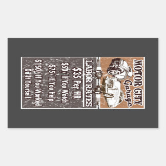 MOTOR CITY Labour Rates Toolbox Rectangular Sticker