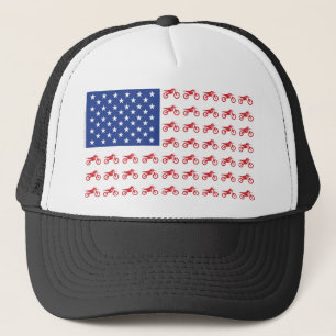 Motor-Cycle-Flag-Moto-Cross Trucker Hat