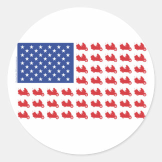 Motor-Cycle-Flag-WING Classic Round Sticker