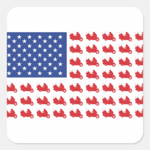 Motor-Cycle-Flag-WING Square Sticker