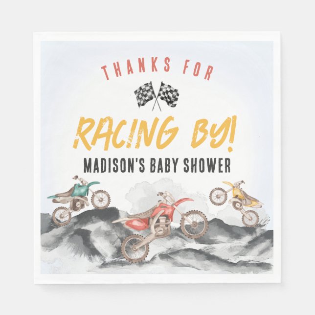 Motor Dirt Bike Baby Shower Favour Bag Napkin (Front)