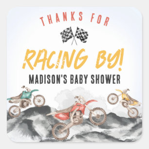 Motor Dirt Bike Baby Shower Favour Sticker
