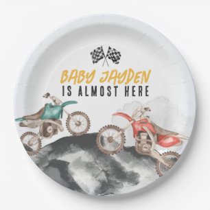 Motor Dirt Bike Baby Shower Table Decor Paper Plate