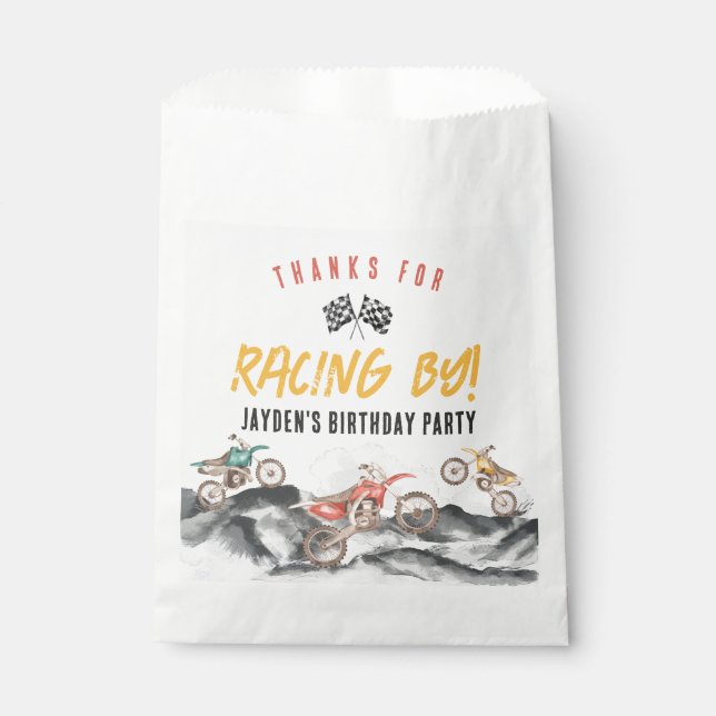 Motor Dirt Bike Birthday Party Favour Bag (Front)