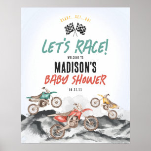 Motor Dirt Bike Boy Baby Shower Welcome Sign