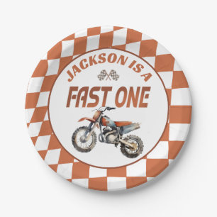 Motor Dirt Bike Fast One 1st Birthday Party Paper Plate