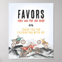 Motor Dirt Bike Shower Party Favours Sign