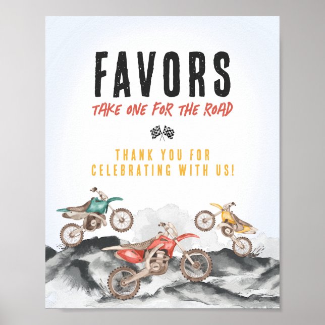 Motor Dirt Bike Shower Party Favours Sign (Front)