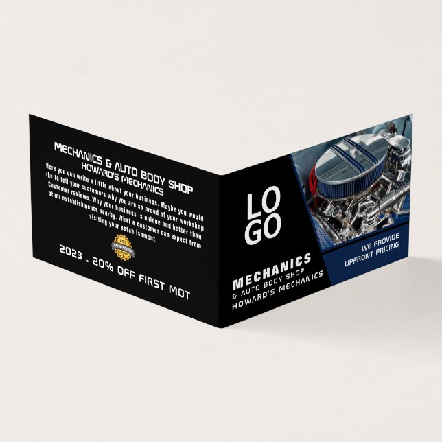 Motor Engine, Auto Mechanic & Repairs, Detailed Business Card (Outside)