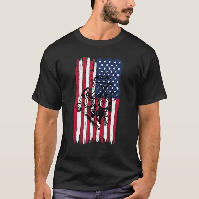 Motor for Car Mechanics Patriotic T-Shirt (Front)