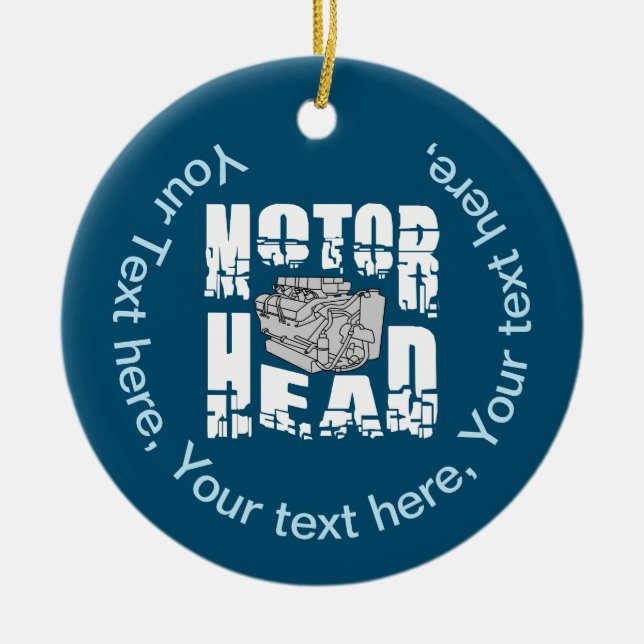 Motor Head Engine Ceramic Tree Decoration (Front)