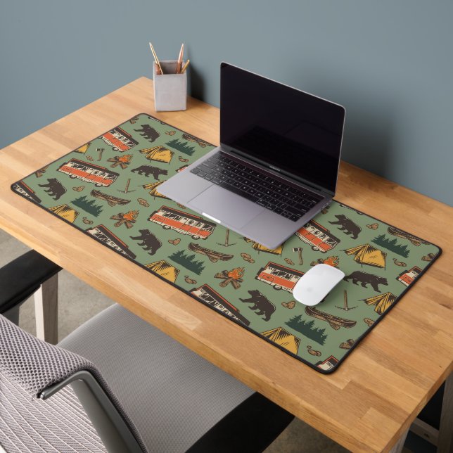 Motor Home Camp Adventures Pattern Desk Mat (Office 2)