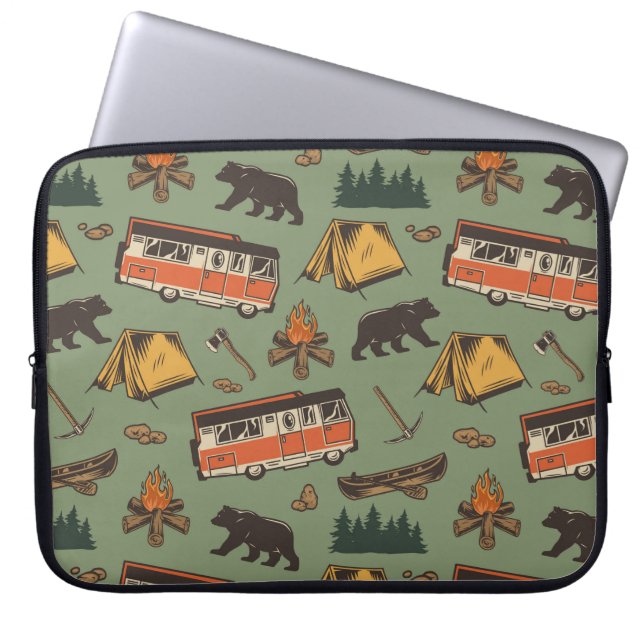 Motor Home Camp Adventures Pattern Laptop Sleeve (Front)