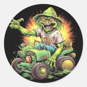 MOTOR MONSTER Metal Lunch Box Classic Round Sticker