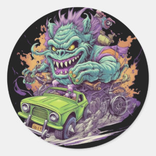 MOTOR MONSTER Round Sticker