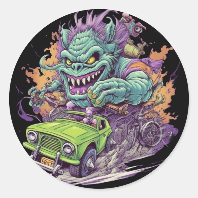 MOTOR MONSTER Round Sticker (Front)