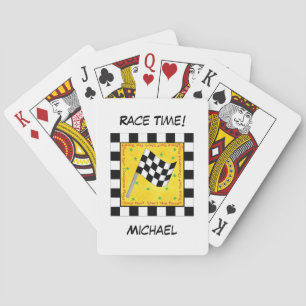 Motor Race Black White Chequered Flag Name Black Playing Cards