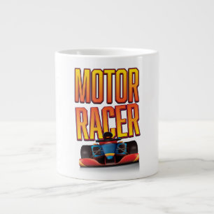 Motor racer car large coffee mug