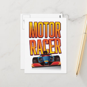 Motor racer car postcard