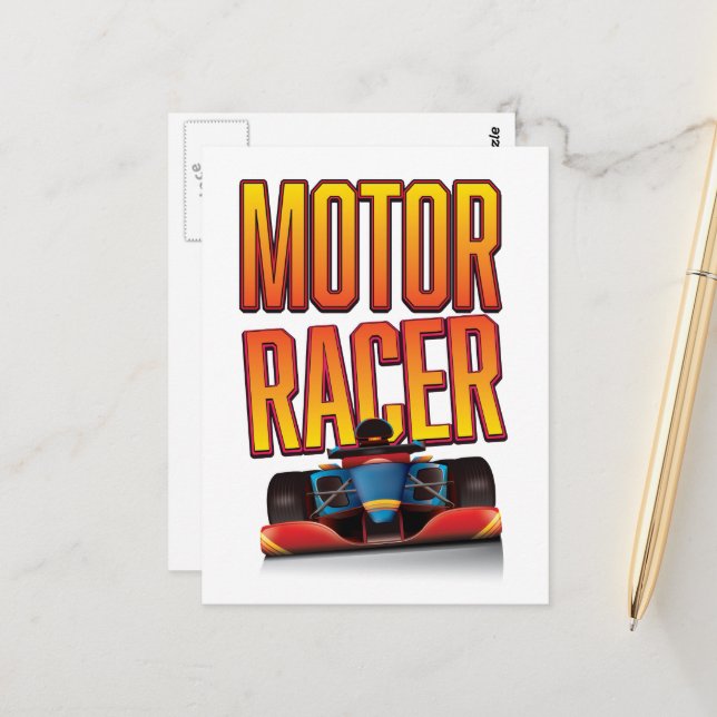 Motor racer car postcard (Front/Back In Situ)