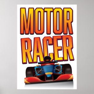 Motor racer car poster