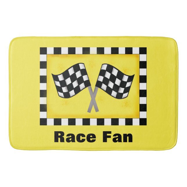 Motor Racing Black White Chequered Flag Custom Bath Mat (Front)