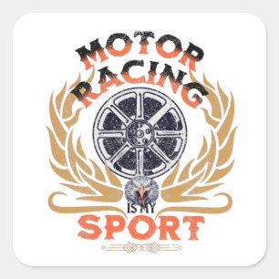 Motor Racing is My Sport, Vintage Motorcycle Square Sticker