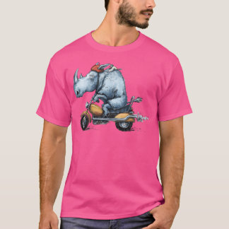 Motor-Rhino Motorcycle Rhinoceros Design T-Shirt
