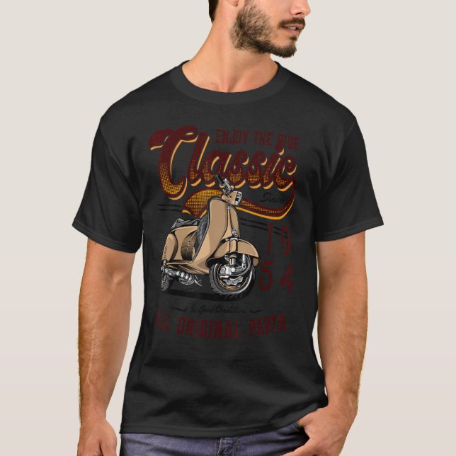 Motor Scooter Classic Moped Rider Birthday 1954 T-Shirt (Front)