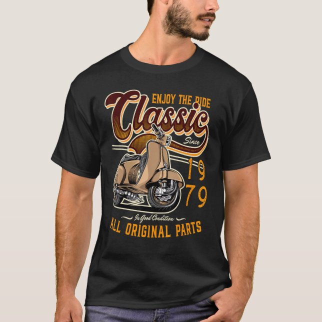 Motor Scooter Classic Moped Rider Birthday 1979 T-Shirt (Front)