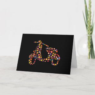 Motor Scooter Flower Pattern Card