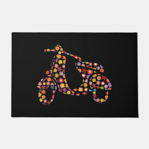 Motor Scooter Flower Pattern Doormat