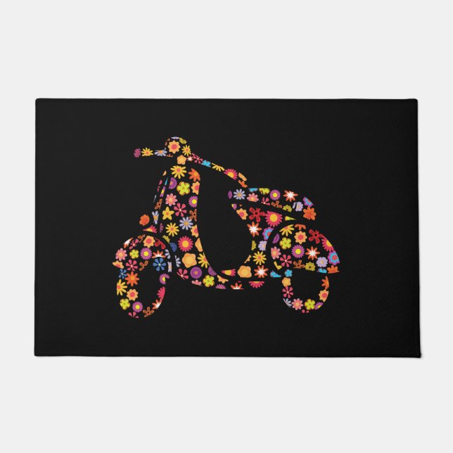 Motor Scooter Flower Pattern Doormat (Front)